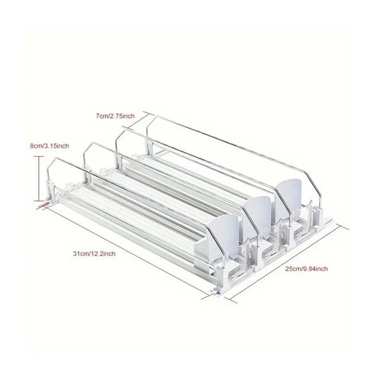 Effortless Beverage Dispensing: Adjustable Self-Pushing Dispenser & Stackable Organizer for Your Kitchen