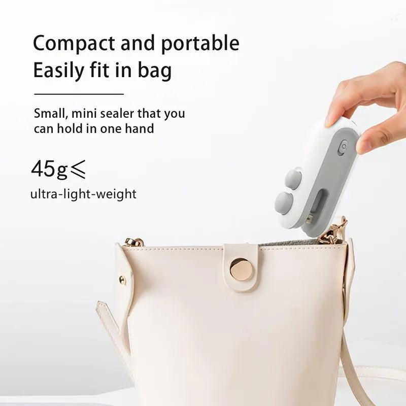 Keep Your Food Fresh with the Rechargeable 2-in-1 Mini Bag Sealer and Cutter – Perfect for Home and Retail Use!