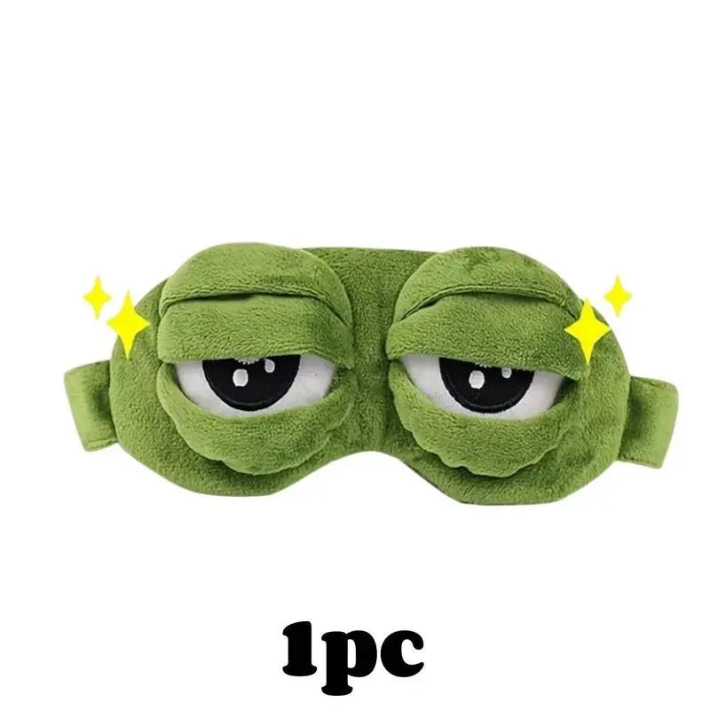 3D Frog Eye Mask - 9cm Cotton and Plush Soft Cartoon Eye Shade, Hypoallergenic Adjustable Strap Portable Blindfold for Travel, Unique Gift for Adults