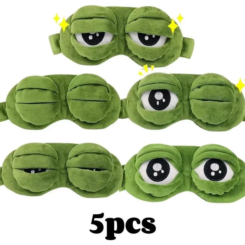 3D Frog Eye Mask - 9cm Cotton and Plush Soft Cartoon Eye Shade, Hypoallergenic Adjustable Strap Portable Blindfold for Travel, Unique Gift for Adults