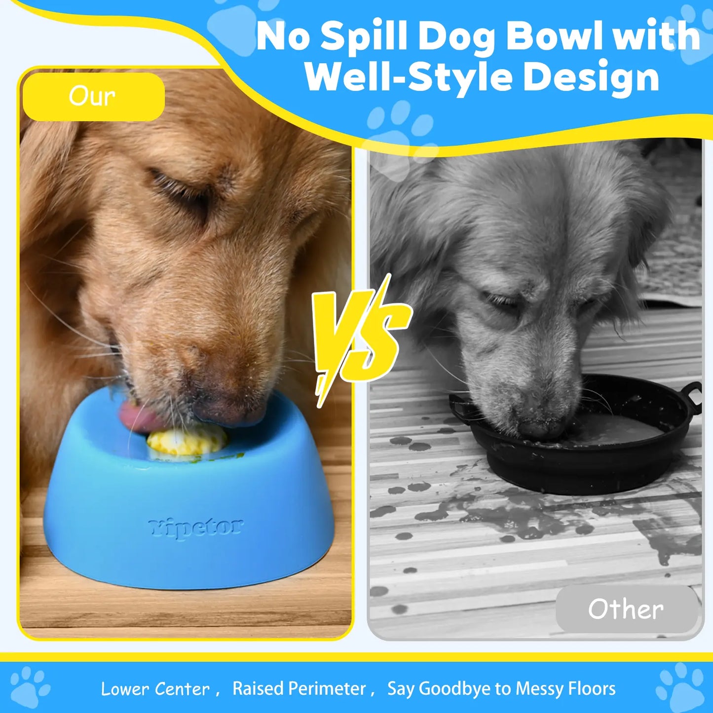 Yipetor Slow Feeder Dog Bowl with Built-In Rolling Ball for Liquids, No-Spill Bone Broth Licking Bowl, Versatile Puppy Yogurt Feeder for All Breeds, Ideal for Dietary Supplements and Post-Operative Nutrition