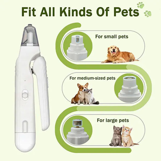 Summervibes Professional 2-In-1 Pet Nail Clipper and Grinder - Ultra Quiet Electric Nail Trimming Set for Dogs and Cats of All Sizes, Rechargeable and Efficient