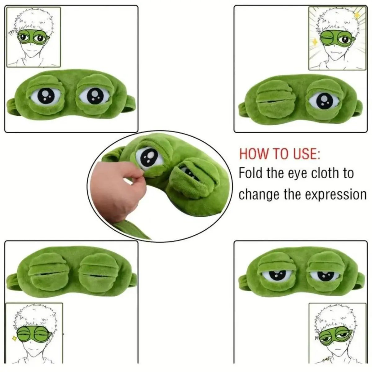 3D Frog Eye Mask - 9cm Cotton and Plush Soft Cartoon Eye Shade, Hypoallergenic Adjustable Strap Portable Blindfold for Travel, Unique Gift for Adults