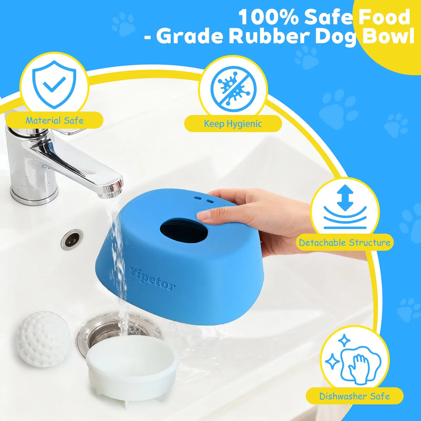 Yipetor Slow Feeder Dog Bowl with Built-In Rolling Ball for Liquids, No-Spill Bone Broth Licking Bowl, Versatile Puppy Yogurt Feeder for All Breeds, Ideal for Dietary Supplements and Post-Operative Nutrition