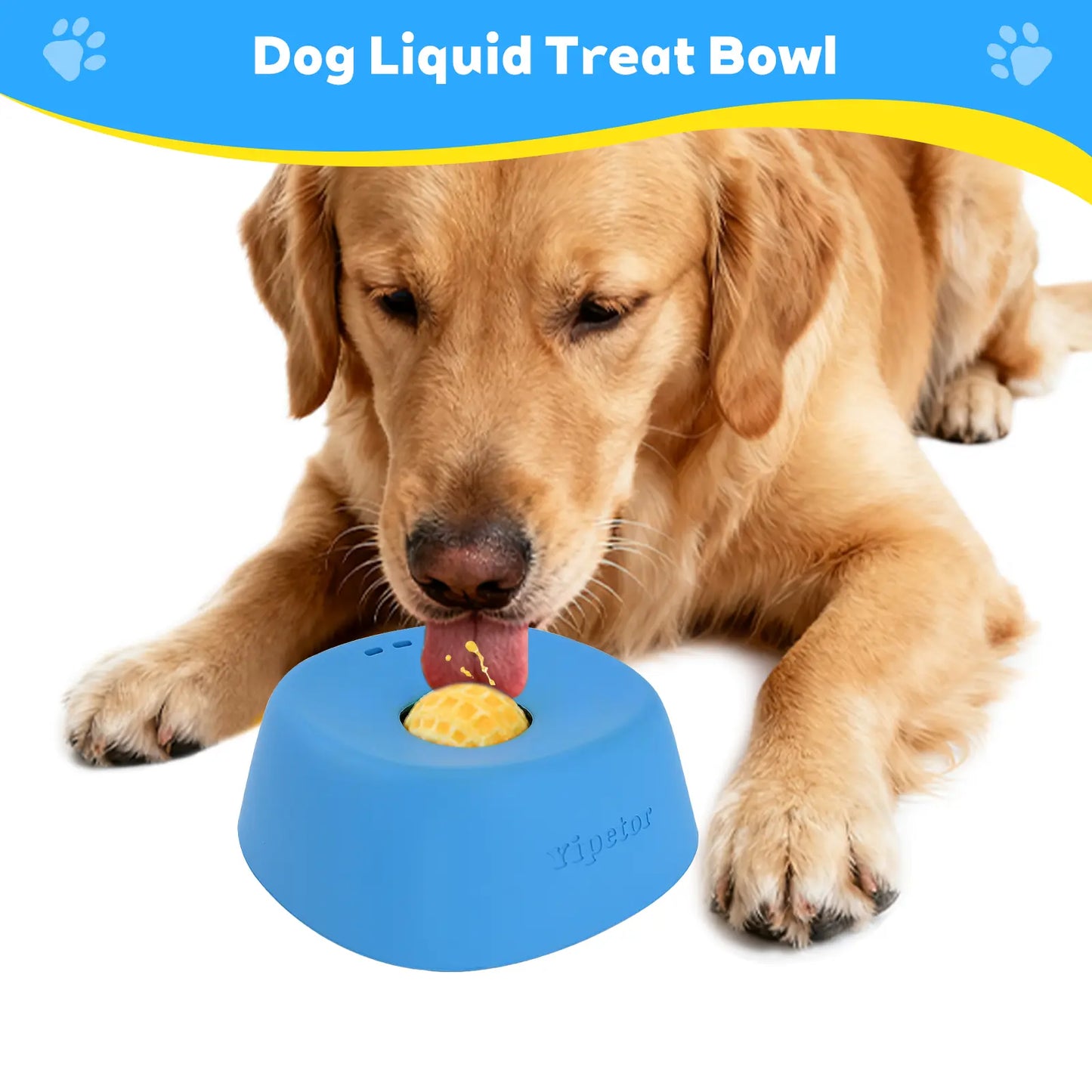 Yipetor Slow Feeder Dog Bowl with Built-In Rolling Ball for Liquids, No-Spill Bone Broth Licking Bowl, Versatile Puppy Yogurt Feeder for All Breeds, Ideal for Dietary Supplements and Post-Operative Nutrition
