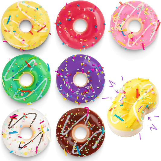 8Pcs Donut Stress Ball, 2" Artificial Donut Stress Relief Exercise Balls, Small Fake Donuts for Birthday Party Favors, Shop Decoration, Shooting Props Display