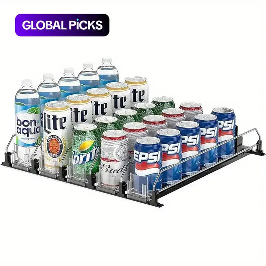 Effortless Beverage Dispensing: Adjustable Self-Pushing Dispenser & Stackable Organizer for Your Kitchen