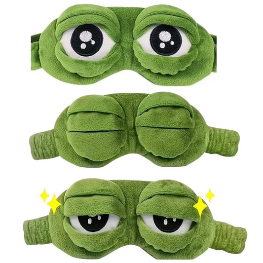 3D Frog Eye Mask - 9cm Cotton and Plush Soft Cartoon Eye Shade, Hypoallergenic Adjustable Strap Portable Blindfold for Travel, Unique Gift for Adults
