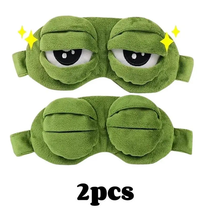 3D Frog Eye Mask - 9cm Cotton and Plush Soft Cartoon Eye Shade, Hypoallergenic Adjustable Strap Portable Blindfold for Travel, Unique Gift for Adults
