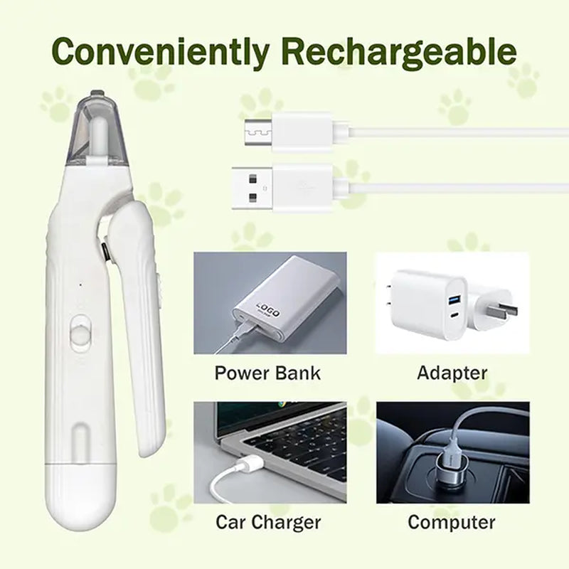 Summervibes Professional 2-In-1 Pet Nail Clipper and Grinder - Ultra Quiet Electric Nail Trimming Set for Dogs and Cats of All Sizes, Rechargeable and Efficient
