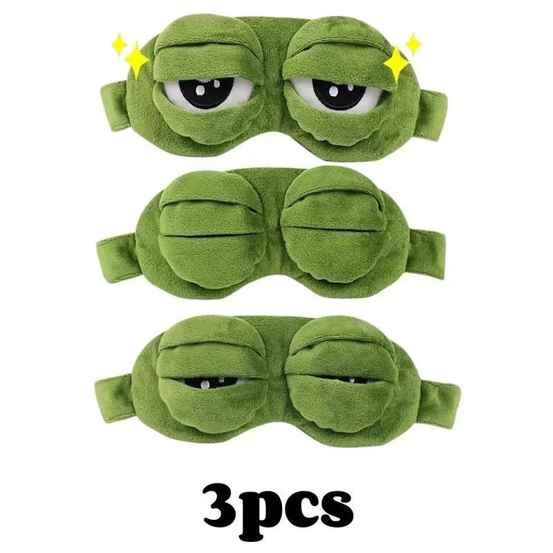 3D Frog Eye Mask - 9cm Cotton and Plush Soft Cartoon Eye Shade, Hypoallergenic Adjustable Strap Portable Blindfold for Travel, Unique Gift for Adults