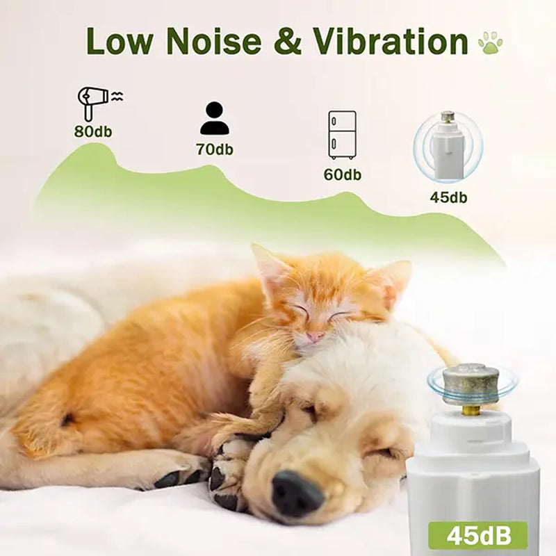 Summervibes Professional 2-In-1 Pet Nail Clipper and Grinder - Ultra Quiet Electric Nail Trimming Set for Dogs and Cats of All Sizes, Rechargeable and Efficient