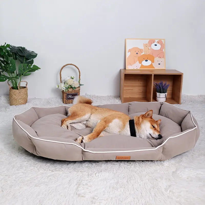 Dog Bed All-Season Pet Nest Anti-Slip Soft Plush Pillow Warm Winter Luxury Sofa Cat Couch Washable Dog Paw Cushion Resting Area Durable Base