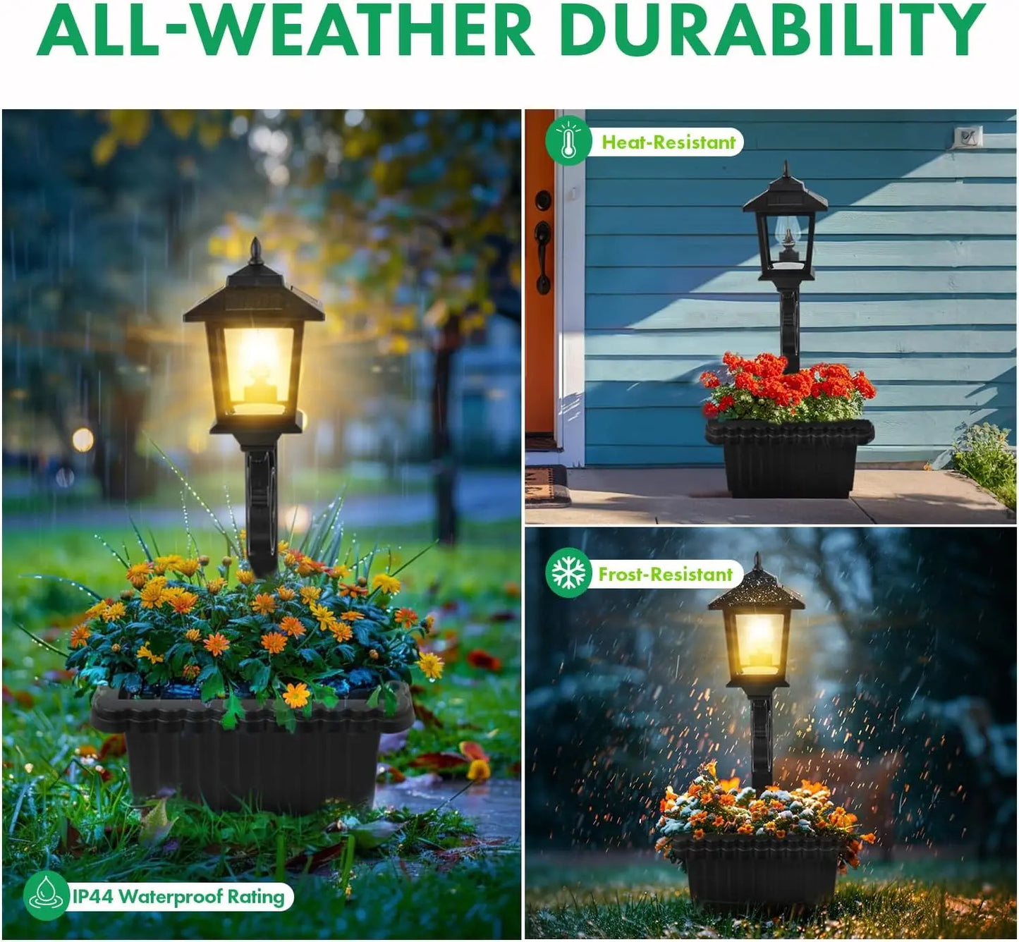 Hoodink Solar Post Light with Planter - 2-in-1 Outdoor Decor for Easter and Wedding Celebrations, Black Finish for Porch, Front Door, Patio, and Roadside Enhancement