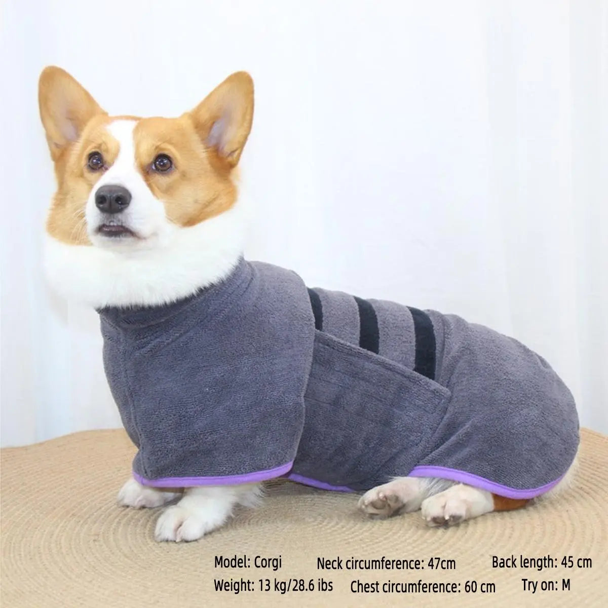 Quick-Drying Pet Bath Robe with Hook & Loop Fastener - Soft and Comfortable Grooming Towel for Dogs and Cats, Ideal Valentine’s Day Gift