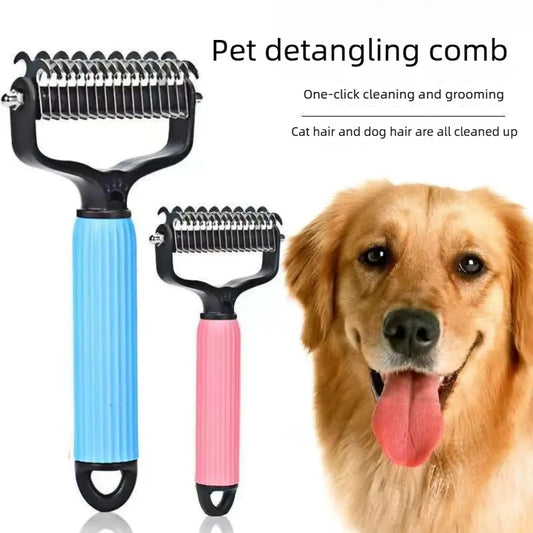 Elevate Your Dog's Grooming Experience with Our Professional Universal Detangling Comb - Stainless Steel Double-Sided Design for Effortless Shedding and Matted Hair Management