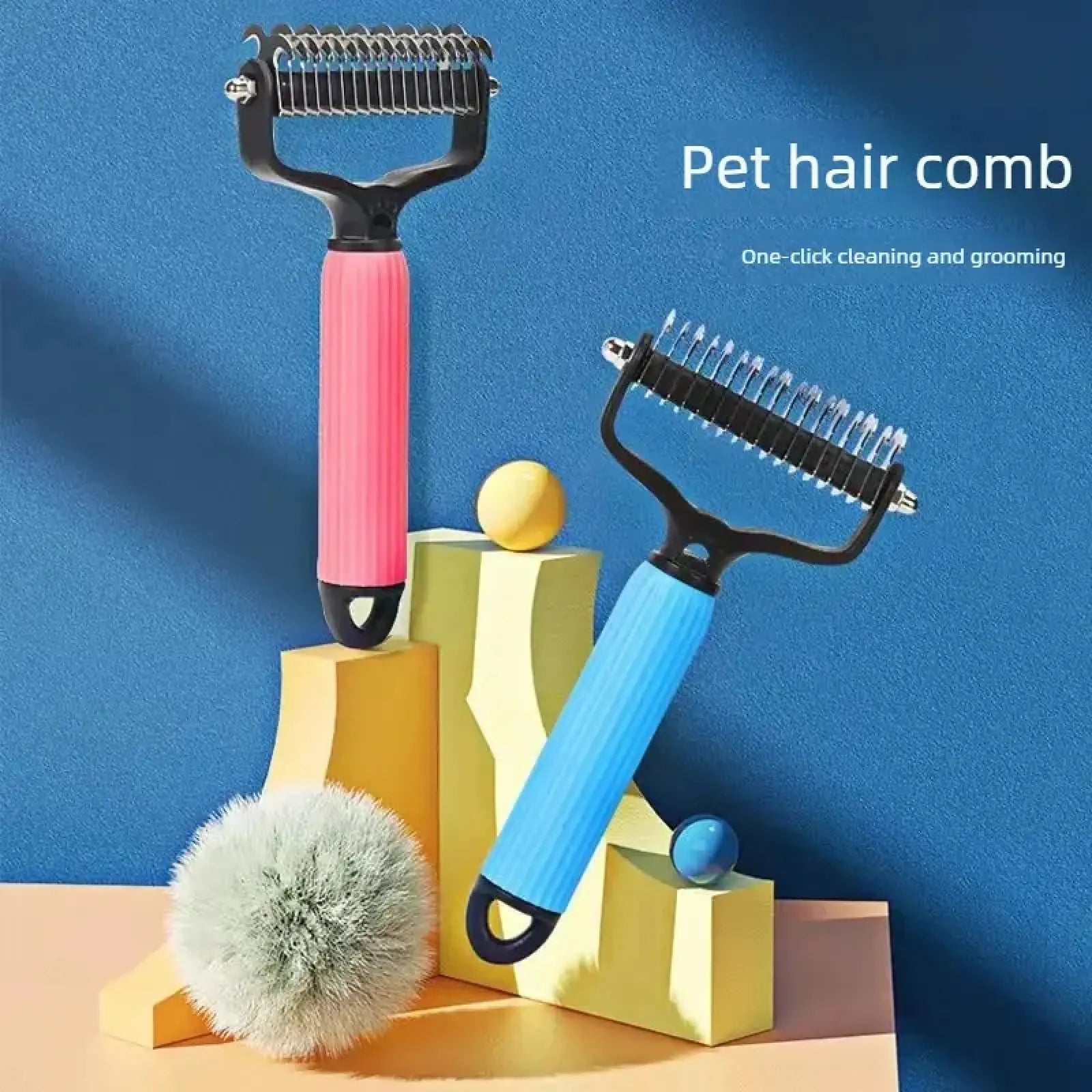 Elevate Your Dog's Grooming Experience with Our Professional Universal Detangling Comb - Stainless Steel Double-Sided Design for Effortless Shedding and Matted Hair Management