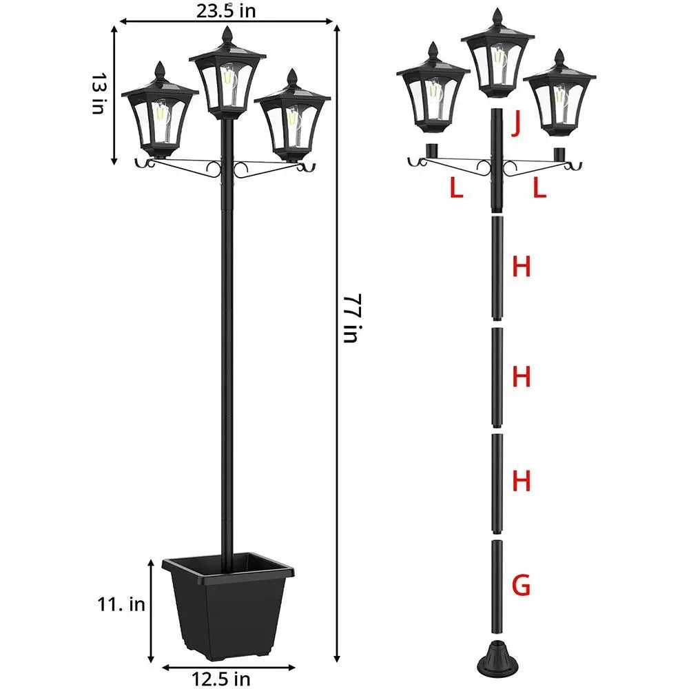 Hoodink Solar Post Light with Planter - 2-in-1 Outdoor Decor for Easter and Wedding Celebrations, Black Finish for Porch, Front Door, Patio, and Roadside Enhancement